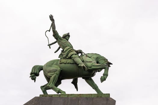 Ufa, Russia - 15 june 2021: Salawat Yulayev memorial in Ufa - the biggest statue of horseman in Europe..