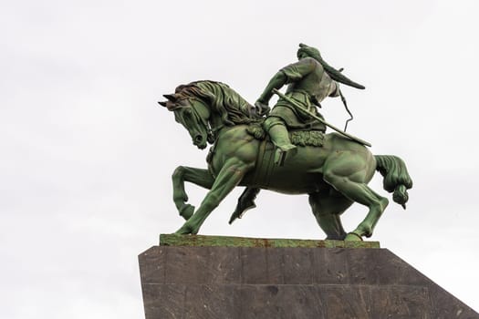 Ufa, Russia - 15 june 2021: Salawat Yulayev memorial in Ufa - the biggest statue of horseman in Europe..