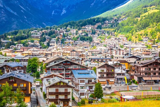 Town of Bormio in Dolomites Alps scenic view, Province of Sondrio, Lombardy region of Italy