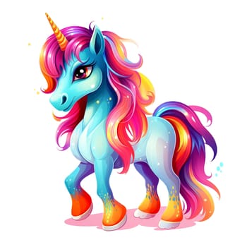 Cute rainbow unicorn. Clipart is a great choice for creating cards, invitations, party supplies and decorations. AI generated.