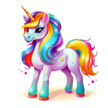 Cute rainbow unicorn. Clipart is a great choice for creating cards, invitations, party supplies and decorations. AI generated.