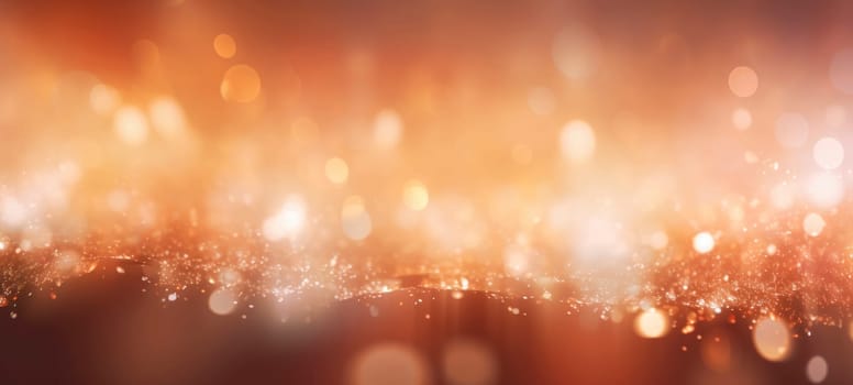 Abstract background with peach fuzz sparkles, shiny bokeh glitter lights. Festive background for card, flyer, invitation, placard, voucher, banner