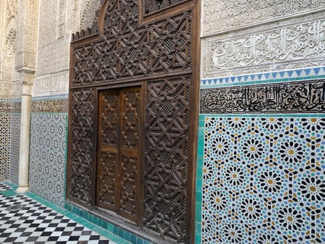 View of the Al-Attarine Madrasa in Fes, Morocco