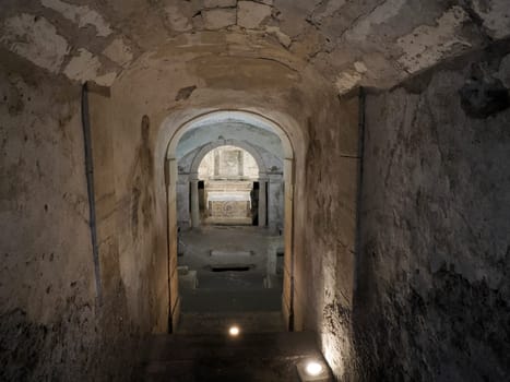 Cathacombs air bomb shelter world war under the Church of San Filippo Apostolo in Giudecca Jewish district Ortigia, Syracuse, Sicily, Italy