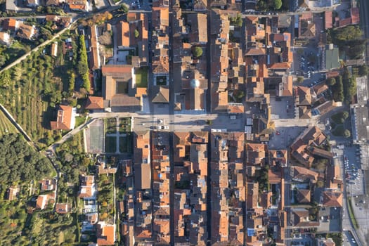 Aerial photographic documentation of the historic city of Pietrasanta Tuscany Italy 