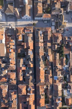 Aerial photographic documentation of the historic city of Pietrasanta Tuscany Italy 