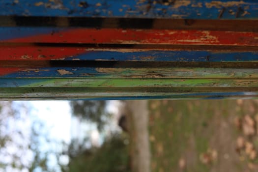 Close up of rainbow colored wood. High quality photo