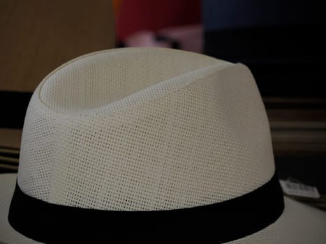 Many Panama hats in a store street market