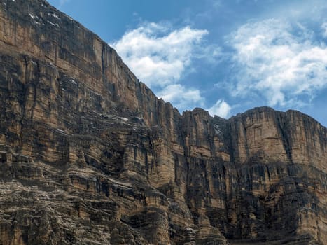 detail of rock of the monte croce cross mountain in dolomites badia valley panorama landscape