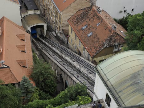 old cable car Zagreb Croatia architecture city town building