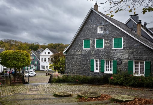 Cozy street in beautiful sightseeing town Solingen Greaufrath