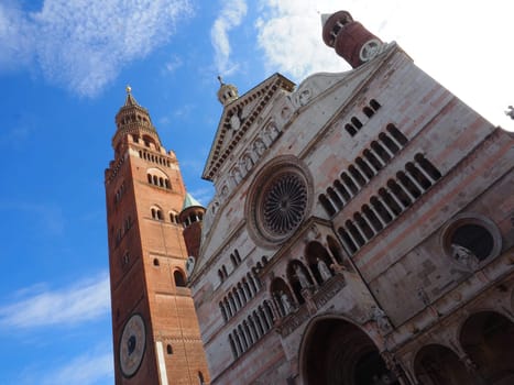 Fachade of Santa Maria Assunta in Cremona, main square Duomo, Italy, Cathedral