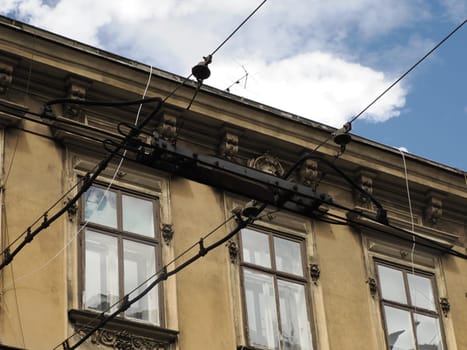 trolley cable car detail in Zagreb Croatia architecture city town building