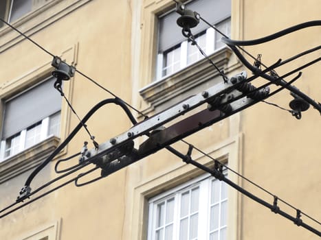 trolley cable car detail in Zagreb Croatia architecture city town building