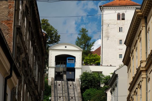 old cable car Zagreb Croatia architecture city town building