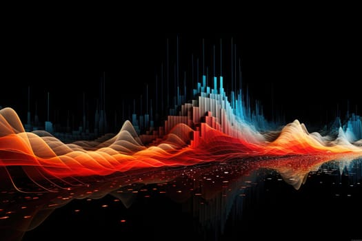 sound wave abstract, black background. AI Generated