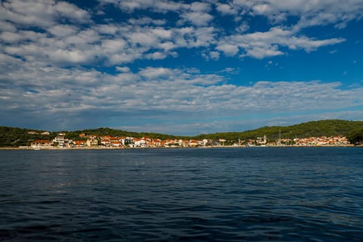 Ugljan island in front of Zadar - Archipelago - Islands of the Kornati archipelago national park in Croatia landscape view from the sea boat