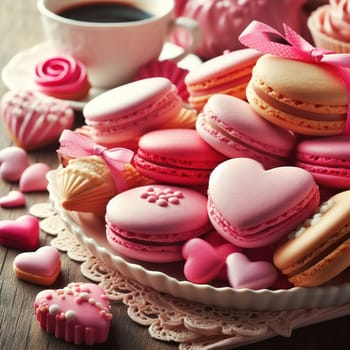 Heart-shaped macaroons. High quality illustration