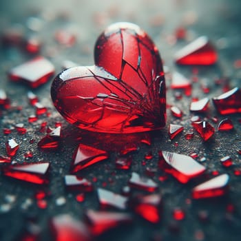 Glass heart shattered. High quality illustration