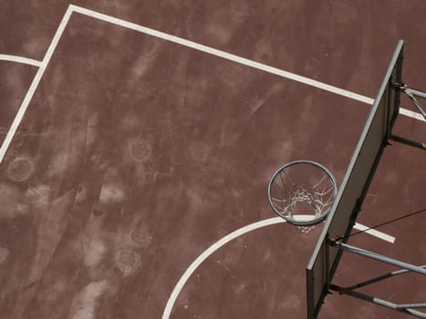 A Basketball field aerial top to down view in Dubrovnik Croatia medieval town