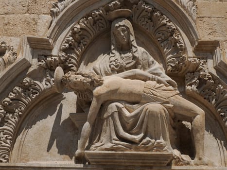 Detail of sculpture in Dubrovnik Croatia medieval town.