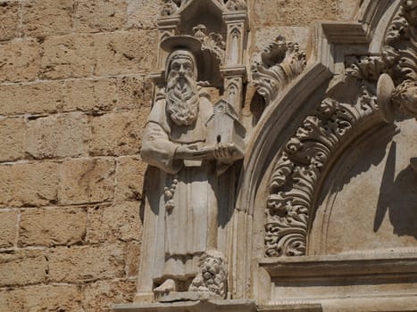 Detail of sculpture in Dubrovnik Croatia medieval town.