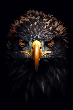 A Majestic american bald eagle closeup on black background