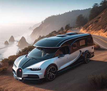 expensive luxury fast sports supercar design camper van conversion for digital nomad avdenture weekender ai art generated