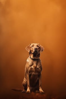 A happy and funny dog looking in front, neutral background