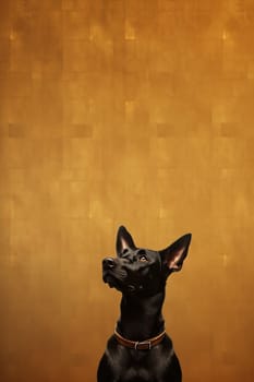 A happy and funny dog looking in front, neutral background