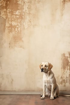 A happy and funny dog looking in front, neutral background