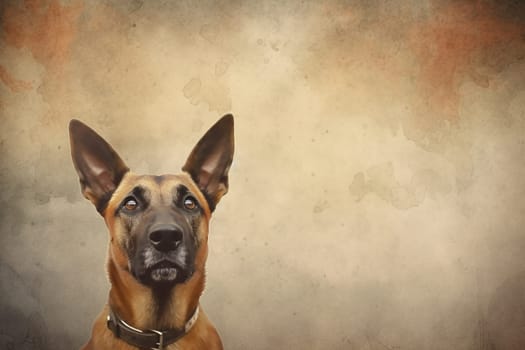 A happy and funny dog looking in front, neutral background
