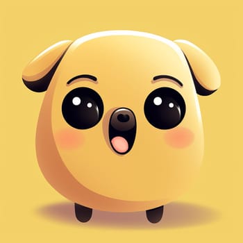 Cute and adorable cartoon dog, vektor style, yellow color