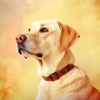 A cool looking labrador dog, neutral light yellow background