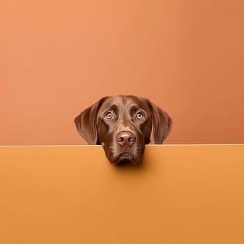 A happy and funny dog looking in front, neutral background