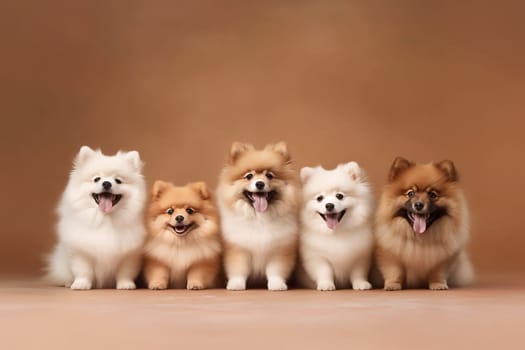 A happy and funny dog looking in front, neutral background