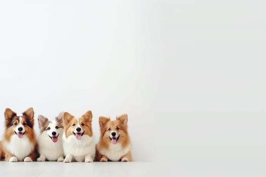 A happy and funny dog looking in front, neutral background
