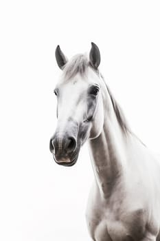 A beautiful white horse photo, white background