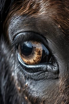 Beautiful close up of a horse eye, horse portrait