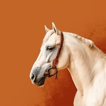 Beautiful stallion horse with neutral background