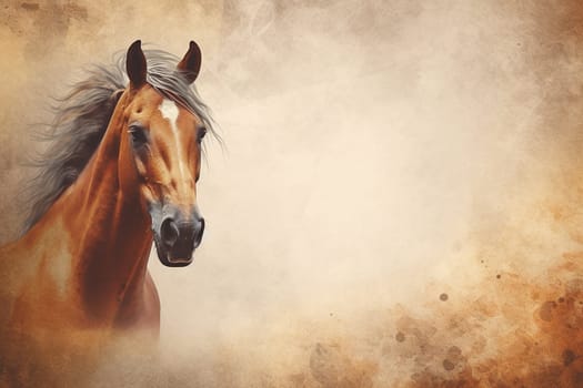Beautiful stallion horse with neutral background