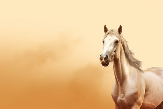 Beautiful stallion horse with neutral background