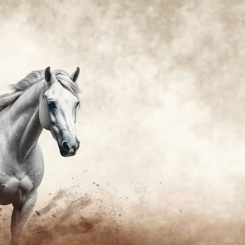 Beautiful stallion horse with neutral background