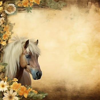 Beautiful stallion horse with neutral background