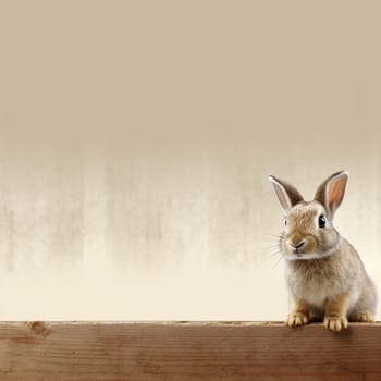 A little cute and adorable small rabbit, baby bunny photo, neutral background, domestic animal, family pet,