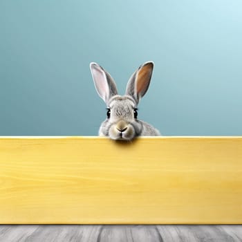 A little cute and adorable small rabbit, baby bunny photo, neutral background, domestic animal, family pet,