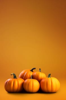 An Halloween background with scary and creepy carved pumpkin, orange background, scary wallpaper