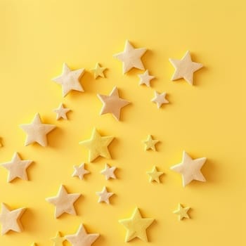 Yellow stars on yellow background, copy space, spark, light, banner, background