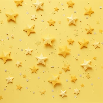 Yellow stars on yellow background, copy space, spark, light, banner, background