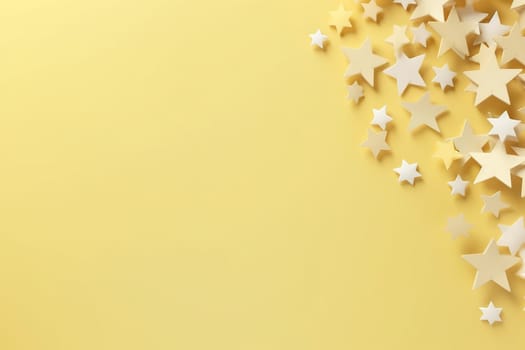 Yellow stars on yellow background, copy space, spark, light, banner, background